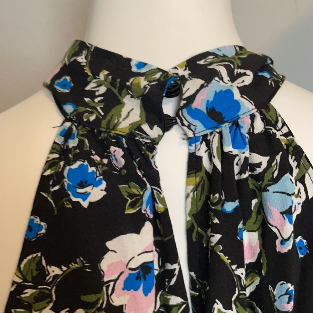 Zara Black Floral Sleeveless Handkerchief Hem Top - Picture 6 of 7